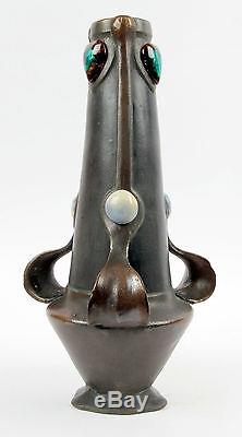 Bretby Arts and Crafts Pottery Tri-Handled Vase Ruskin Interest Nouveau