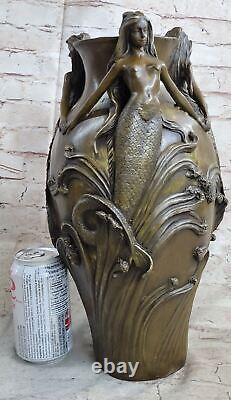 Bronze Sculpture Art Nouveau Superbe Détaillé Vase Français Original Figurine