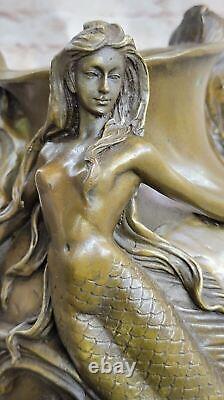 Bronze Sculpture Art Nouveau Superbe Détaillé Vase Français Original Figurine