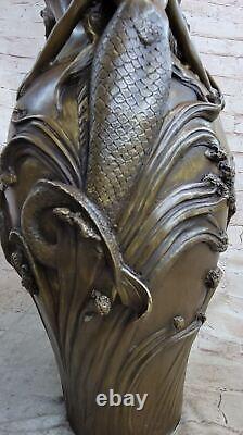 Bronze Sculpture Art Nouveau Superbe Détaillé Vase Français Original Figurine