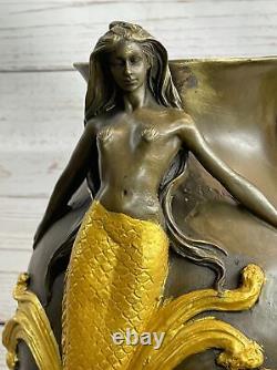 Bronze Sculpture Style Art Nouveau Superbe Détaillé Vase Chair Ouvre Figurine