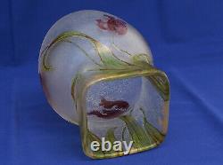 CHOISY-LE-ROI Grand Vase Cristal Gravé Acide et Emaillé Art Nouveau XIXème
