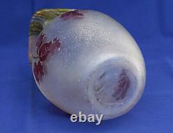 CHOISY-LE-ROI Grand Vase Cristal Gravé Acide et Emaillé Art Nouveau XIXème