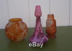 Collection De 3 Vases Galle Art Nouveau
