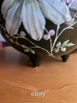 Cache Pot / Vase Style Art Nouveau Tripode & Trilobé, Riche Motif Floral