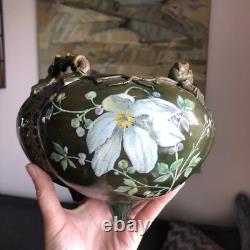Cache Pot / Vase Style Art Nouveau Tripode & Trilobé, Riche Motif Floral