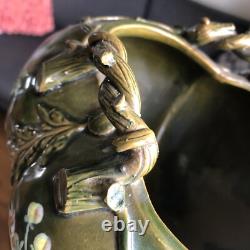 Cache Pot / Vase Style Art Nouveau Tripode & Trilobé, Riche Motif Floral