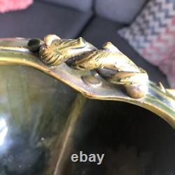 Cache Pot / Vase Style Art Nouveau Tripode & Trilobé, Riche Motif Floral