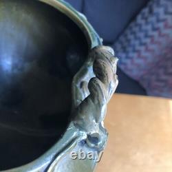 Cache Pot / Vase Style Art Nouveau Tripode & Trilobé, Riche Motif Floral