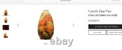 Camille Fauré Enamel Chrysanthemum Vase. Grand vase art nouveau C. Fauré limoges