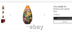 Camille Fauré Enamel Chrysanthemum Vase. Grand vase art nouveau C. Fauré limoges