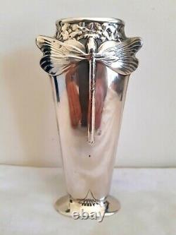 @@@ Christofle Vase Libellule Dragonfly Art Nouveau Metal Argente Tbe @@@