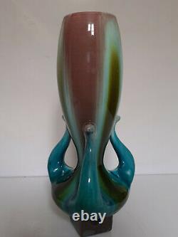 Clément Massier (attribué) Vase art nouveau Emaillage turquoise H. 26,7 cm