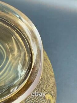 Coupe verre Art Nouveau feuillages gravés acide dorure c. 1900 Antique glass cup