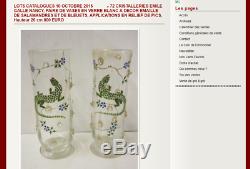 Cristallerie d'Emile Gallé, Paire de Vases à décor de Salamandres Emaillées