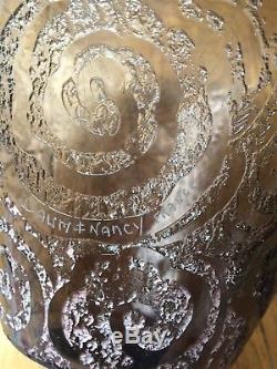 DAUM NANCY FRANCE CIRCA 1925 Grand Vase 24CM Verre Gravé Acide Art Deco Nouveau