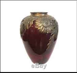 Daum Nançy France Circa 1910 Vase En Verre Monture Metal Art Nouveau