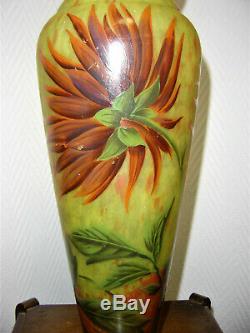 DAUM Nancy grand vase signé DAUM pate de verre art nouveau 36 cm