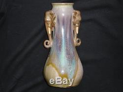 DENBAC Rare vase aux éléphants en grès émaillage Art Nouveau