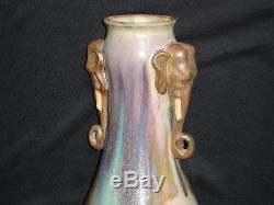 DENBAC Rare vase aux éléphants en grès émaillage Art Nouveau