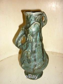 DENBAC rare vase en grès Art nouveau Signé