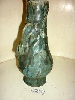 DENBAC rare vase en grès Art nouveau Signé XIX Cermique