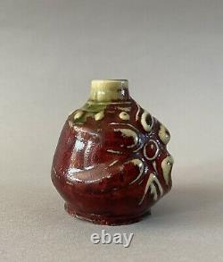 Dalpayrat, petit vase sang de boeuf. Décor naturaliste. French art nouveau
