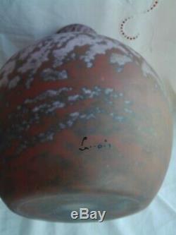 Daum Lorrain Grand Vase en pâte de verre multicouche nuagé Art Déco Nouveau
