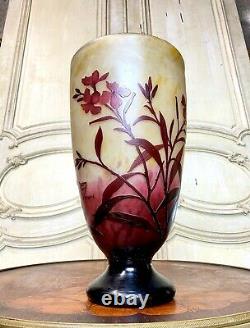 Daum Nancy Grand Vase De 37 Cm En Pate De Verre Art Nouveau