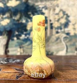 Daum Nancy Petit Vase Soliflore à Décor De Coquelicots, Art Nouveau