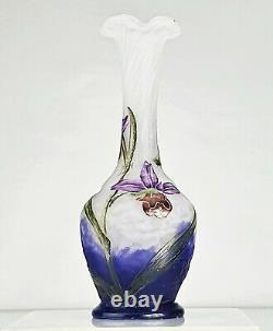 Daum Nancy Précieux Petit Vase Ophrys Abeille &Toiles d'Araignées ART NOUVEAU