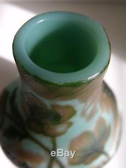 Daum Nancy Rare Sculpte Vase avec decor Coquelicot Art Nouveau Jugendstil Rare