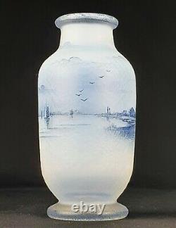 Daum Nancy Sublime Petit Vase Paysage Hollandais Opalescent ART NOUVEAU