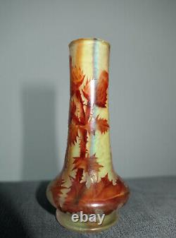 Daum Nancy Superbe Vase Soliflore Intercalaire Chardon Pte De Verre Art Nouveau