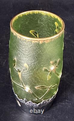 Daum Nancy Vase à Décor De Gui Art Nouveau-Monture argent-gallé-Muller-Schneider