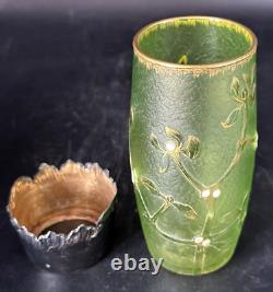 Daum Nancy Vase à Décor De Gui Art Nouveau-Monture argent-gallé-Muller-Schneider