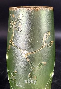 Daum Nancy Vase à Décor De Gui Art Nouveau-Monture argent-gallé-Muller-Schneider