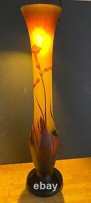 Daum vase ART NOUVEAU 60 cm aux fleurs de tabac de 1903