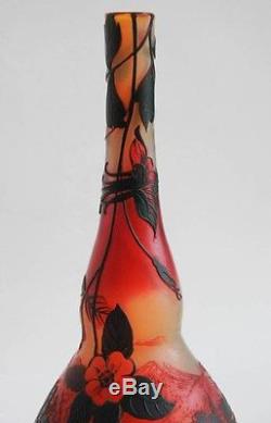 De Vez / Cristalleries de Pantin, grand vase Art Nouveau (30cm), signé