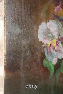 Début XXe Huile sur Toile signé A. DUVAL Nature Morte Bouquet Fleurs et vase Art