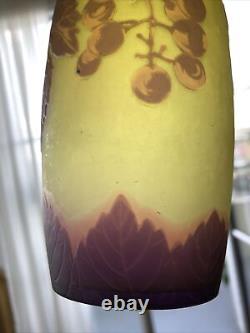 Degue 1920 Vase Art Deco Nouveau Pate Verre dégagé acide Gallee Daum Muller