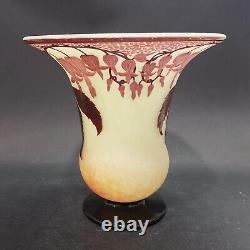 Delatte, Important Vase Art-nouveau à Décor De Fuchsia (H 23,5 Cm)