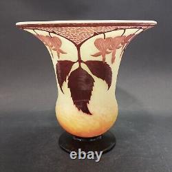 Delatte, Important Vase Art-nouveau à Décor De Fuchsia (H 23,5 Cm)