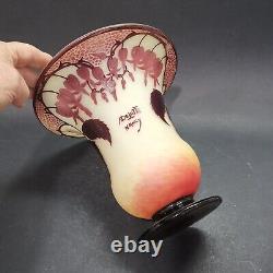 Delatte, Important Vase Art-nouveau à Décor De Fuchsia (H 23,5 Cm)