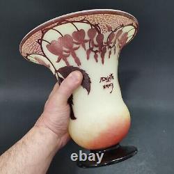 Delatte, Important Vase Art-nouveau à Décor De Fuchsia (H 23,5 Cm)