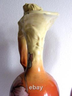 Delphin Massier Vallauris Paire D Aiguieres Vase Bacchus Femme Art Nouveau