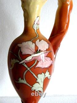 Delphin Massier Vallauris Paire D Aiguieres Vase Bacchus Femme Art Nouveau