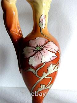 Delphin Massier Vallauris Paire D Aiguieres Vase Bacchus Femme Art Nouveau