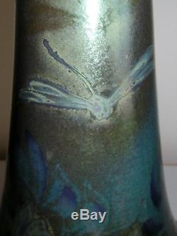 Delphin Massier Vase irisé libellule Vallauris art nouveau céramique levy dhurm
