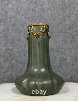 Denbac magnifique vase en céramique et bronze doré époque Art Nouveau 1900